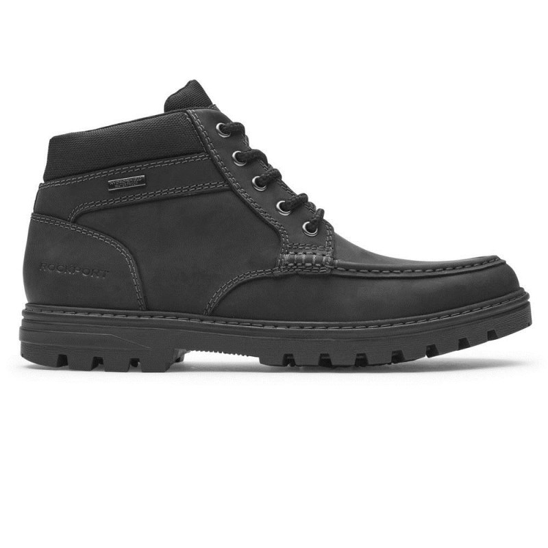 Men Rockport Weather Ready Moc Waterproof Boots Black USA | LX9-25892