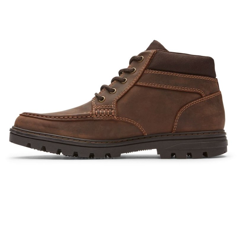 Men Rockport Weather Ready Moc Waterproof Boots Dark Brown USA | WH8-81198