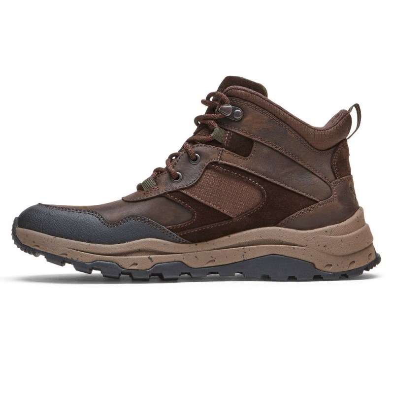 Men Rockport XCS Pathway Mid Waterproof Boots Dark Brown USA | TW2-16161