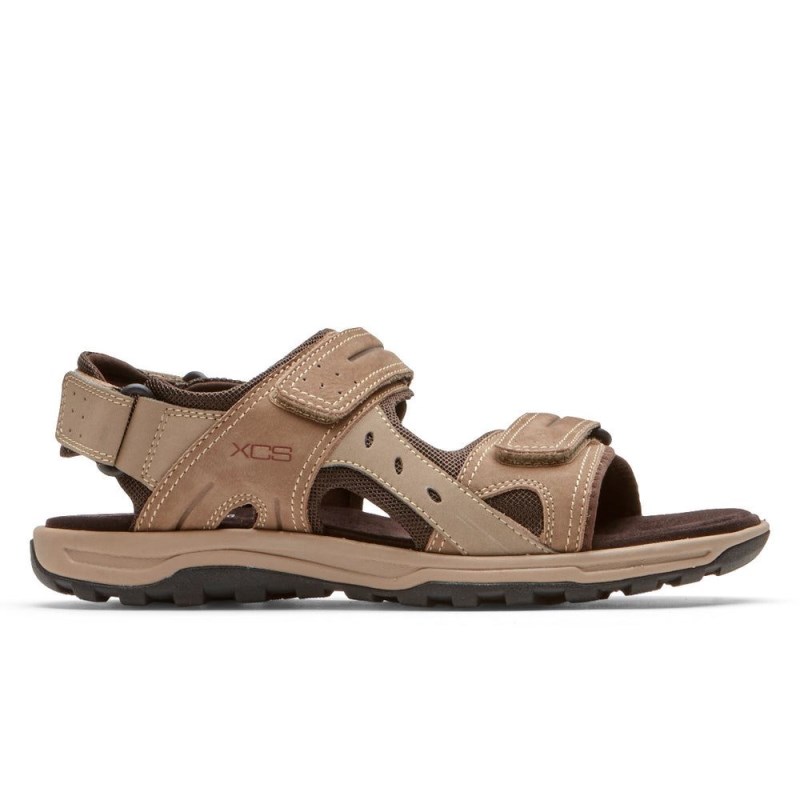 Men Rockport XCS Trail Technique Adjustable Sandals Grey Brown USA | KJ9-97739