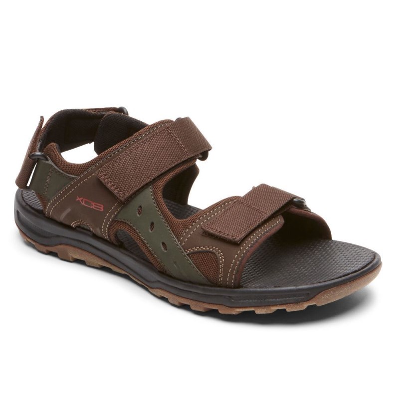 Men Rockport XCS Trail Technique Adjustable Sandals Brown Multi USA | HP1-94199