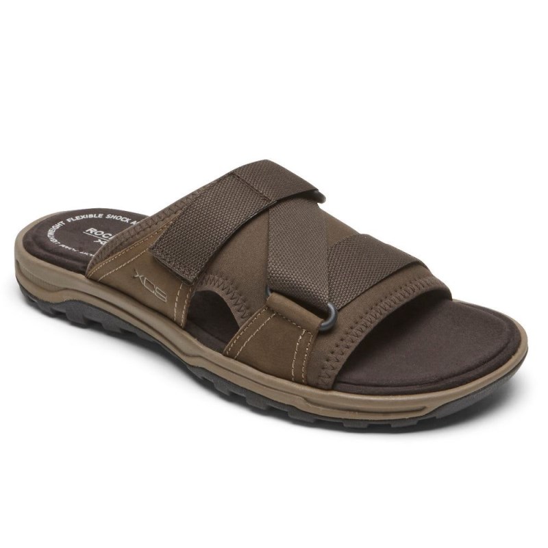 Men Rockport XCS Trail Technique II Velcro Slides Brown USA | YT5-70237