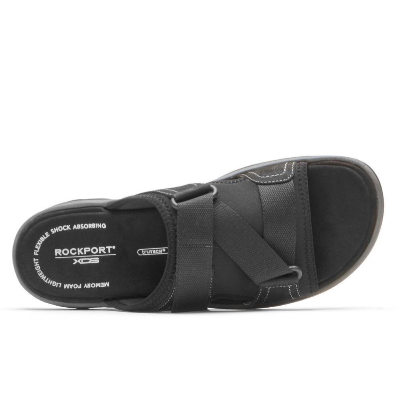 Men Rockport XCS Trail Technique II Velcro Slides Black USA | UN3-58365