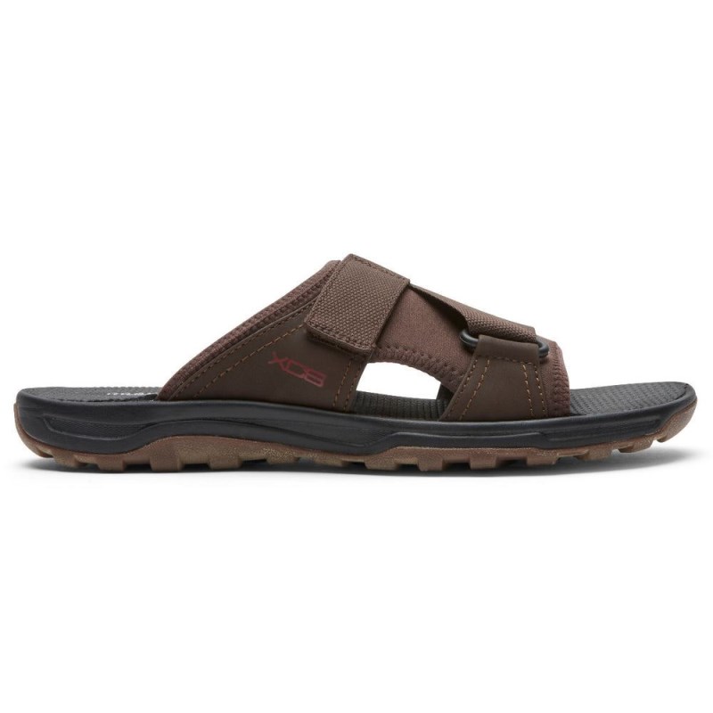 Men Rockport XCS Trail Technique Velcro Slides Brown USA | YC8-98539