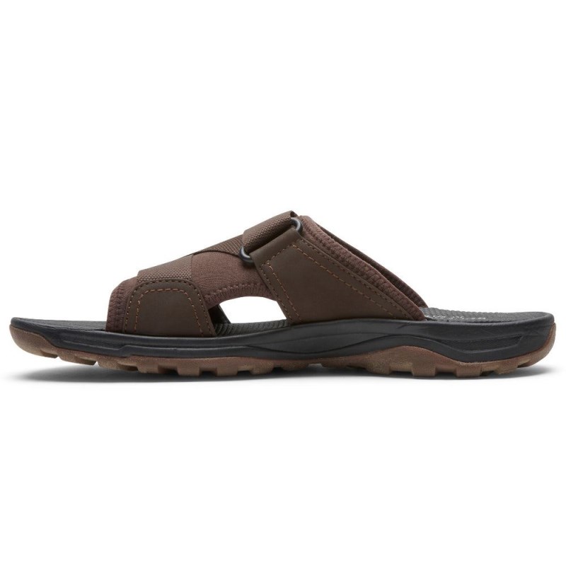 Men Rockport XCS Trail Technique Velcro Slides Brown USA | YC8-98539