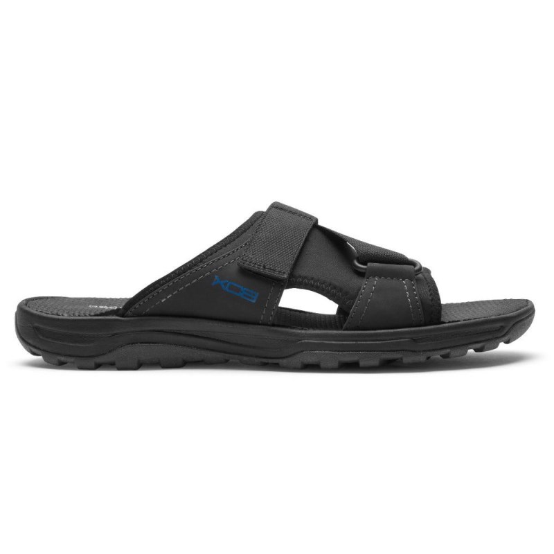 Men Rockport XCS Trail Technique Velcro Slides Black USA | XT1-77027