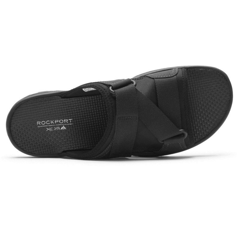 Men Rockport XCS Trail Technique Velcro Slides Black USA | XT1-77027