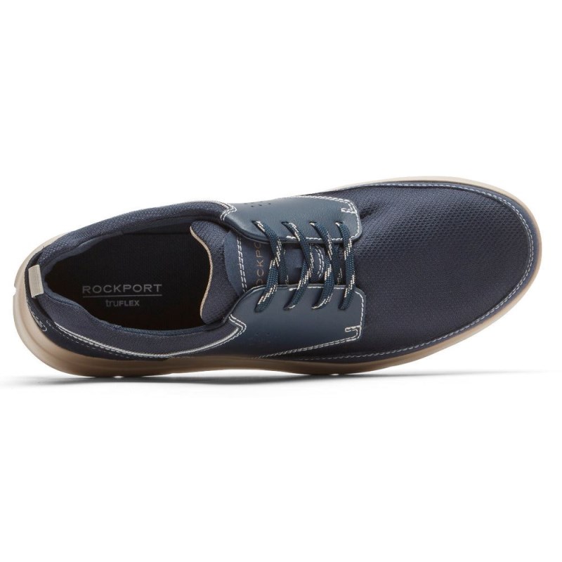 Men Rockport truFLEX Cayden Plain Toe Sneakers Navy USA | HT3-14831