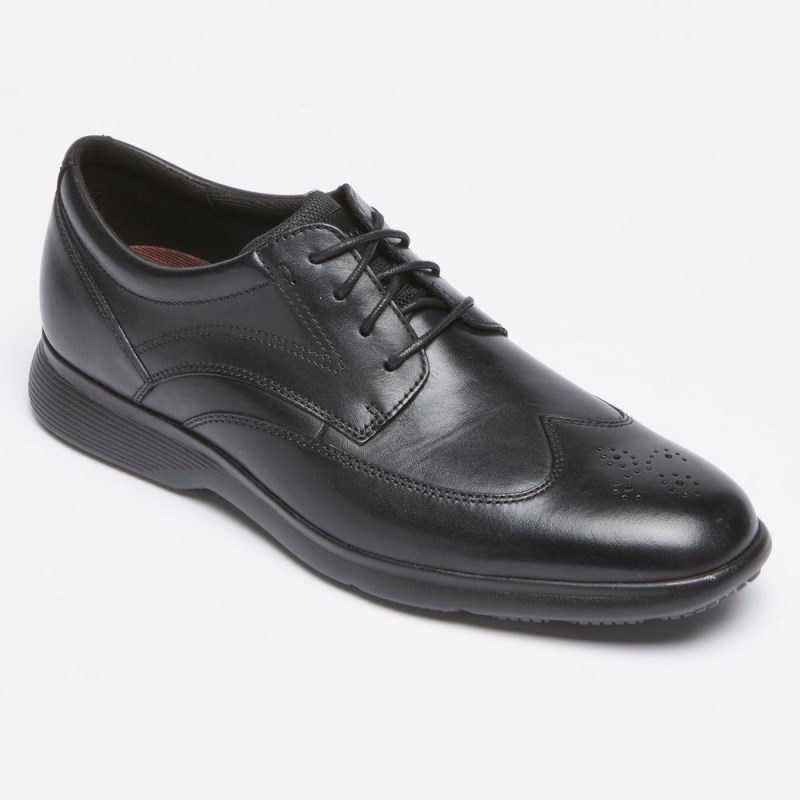 Men Rockport truFLEX DresSports Wingtip Oxford Shoes Black USA | JS0-47044