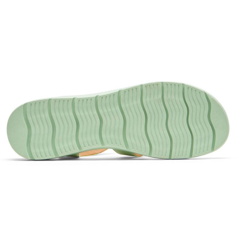 Women Rockport Abbie T-Strap Sandals Green USA | QS7-77907