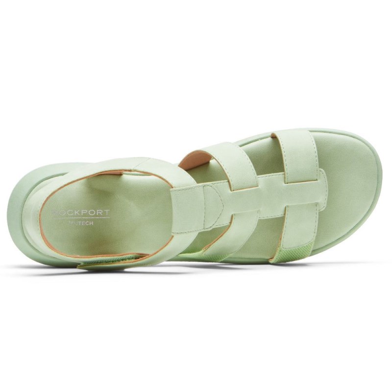 Women Rockport Abbie T-Strap Sandals Green USA | QS7-77907