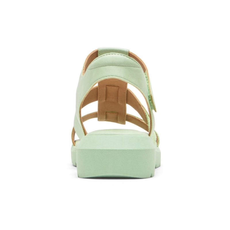 Women Rockport Abbie T-Strap Sandals Green USA | QS7-77907