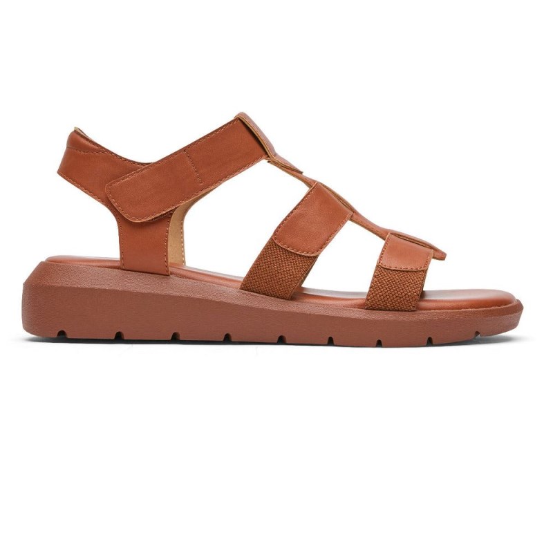 Women Rockport Abbie T-Strap Sandals Orange USA | BH9-50085