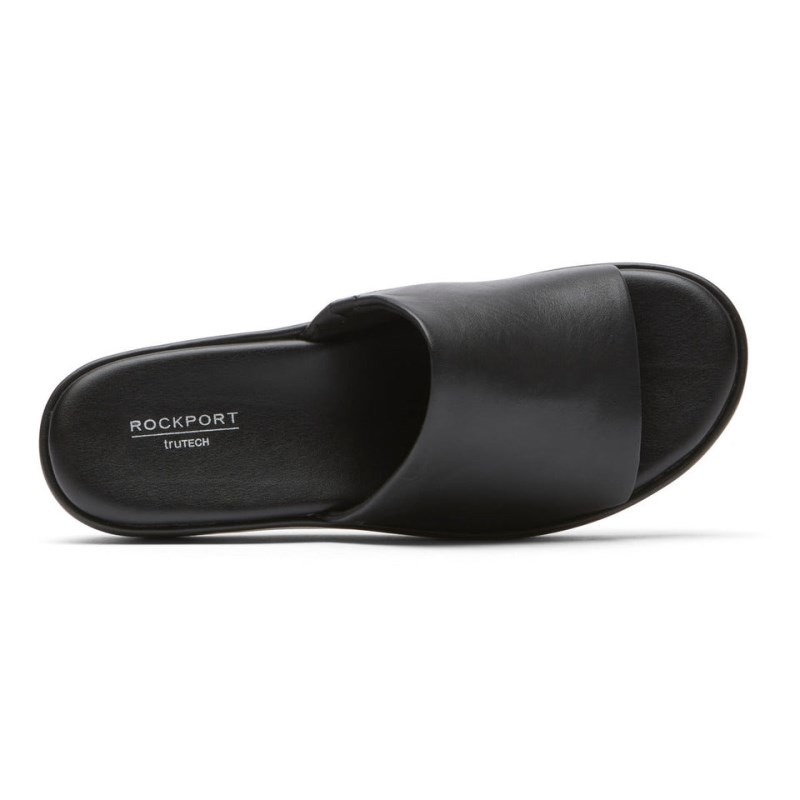 Women Rockport Aubriella Slides Black USA | GB7-64506