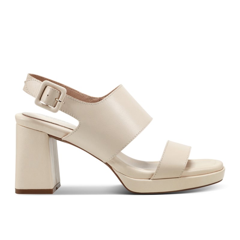 Women Rockport Aurielia 2 Band Heeled Sandals Cream USA | PF9-48824