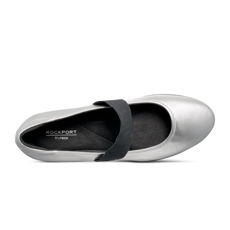 Women Rockport Aver Mary Jane Ballet Flats Silver USA | MQ6-28592