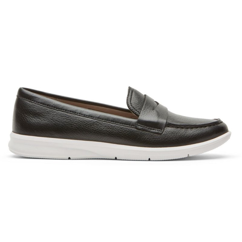 Women Rockport Ayva Washable Penny Loafers Black USA | GI2-53635