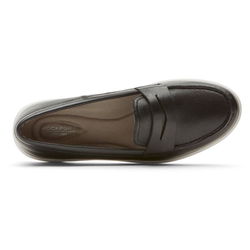 Women Rockport Ayva Washable Penny Loafers Black USA | GI2-53635