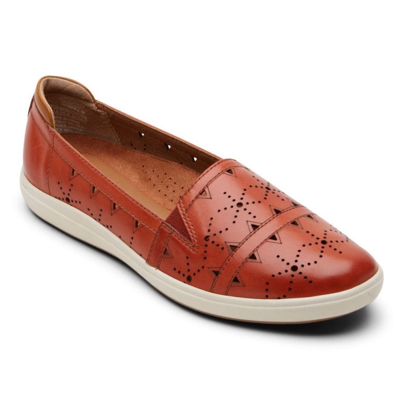 Women Rockport Bailee Slip Ons Red Brown USA | CR4-30963