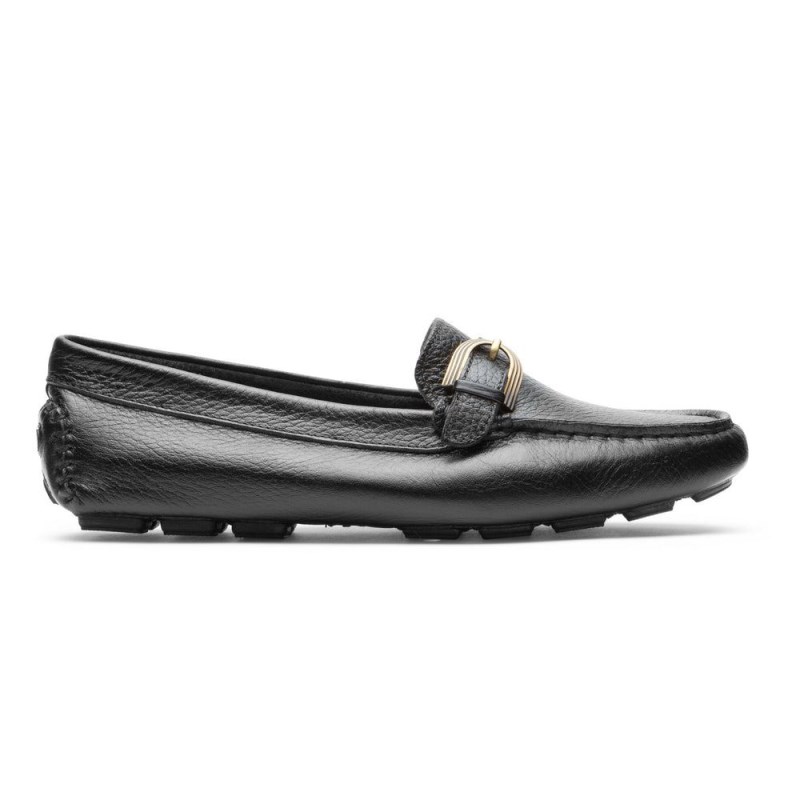 Women Rockport Bayview Buckle Loafers Black USA | TQ8-06400