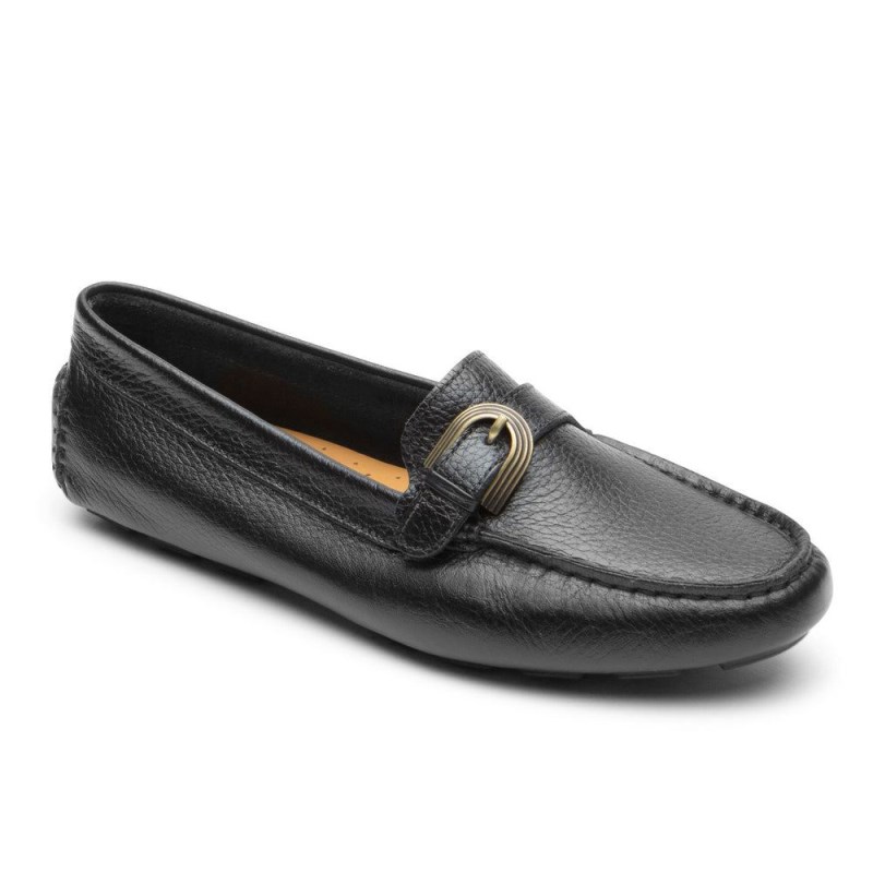 Women Rockport Bayview Buckle Loafers Black USA | TQ8-06400