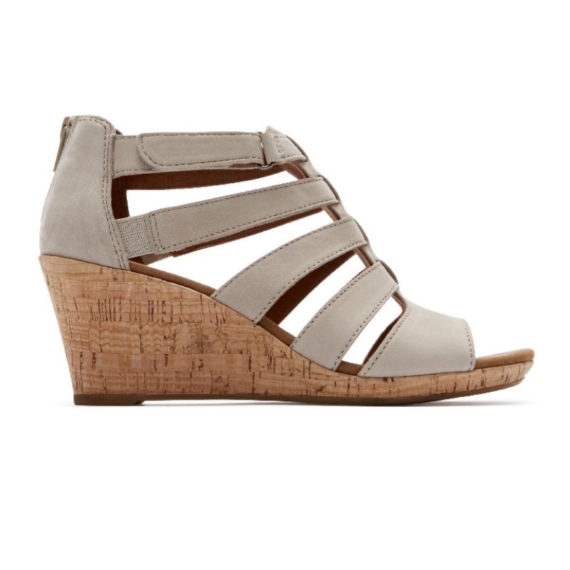 Women Rockport Briah Gladiator Wedge Sandals Grey USA | KB9-41774