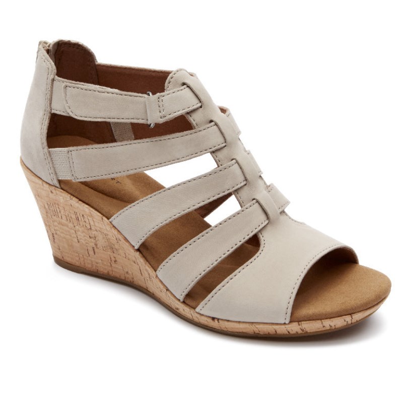 Women Rockport Briah Gladiator Wedge Sandals Grey USA | KB9-41774