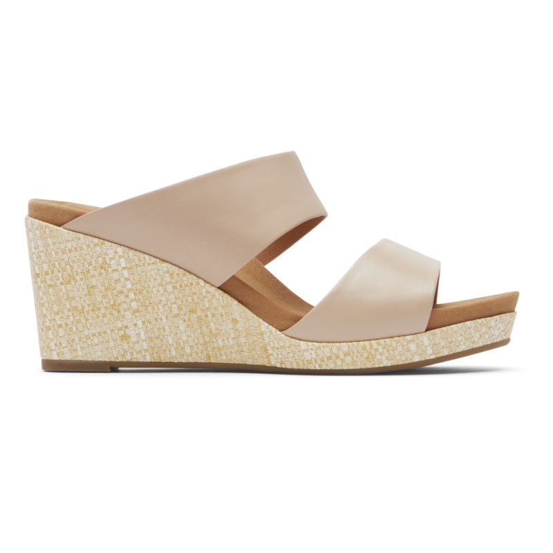 Women Rockport Briah Slides Beige USA | FF4-65786