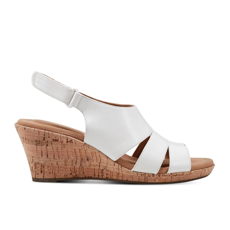 Women Rockport Briah Slingback Wedge Sandals White USA | BD1-88168