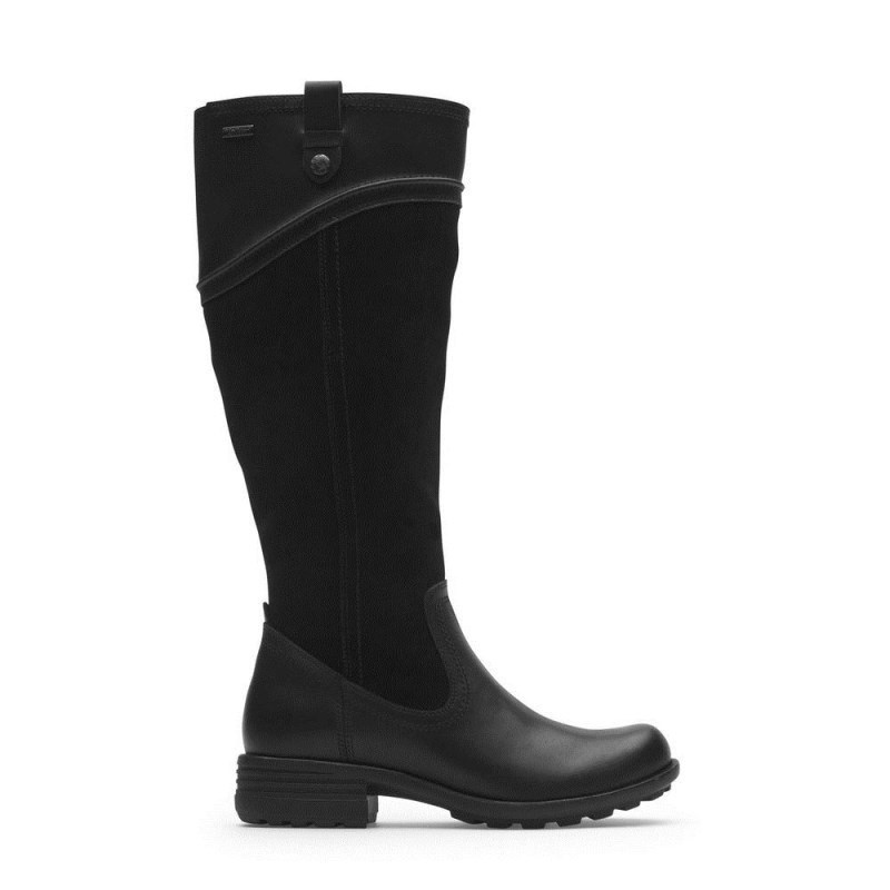 Women Rockport Brunswick Wide Calf Tall Waterproof Tall Boots Black USA | JU1-22842