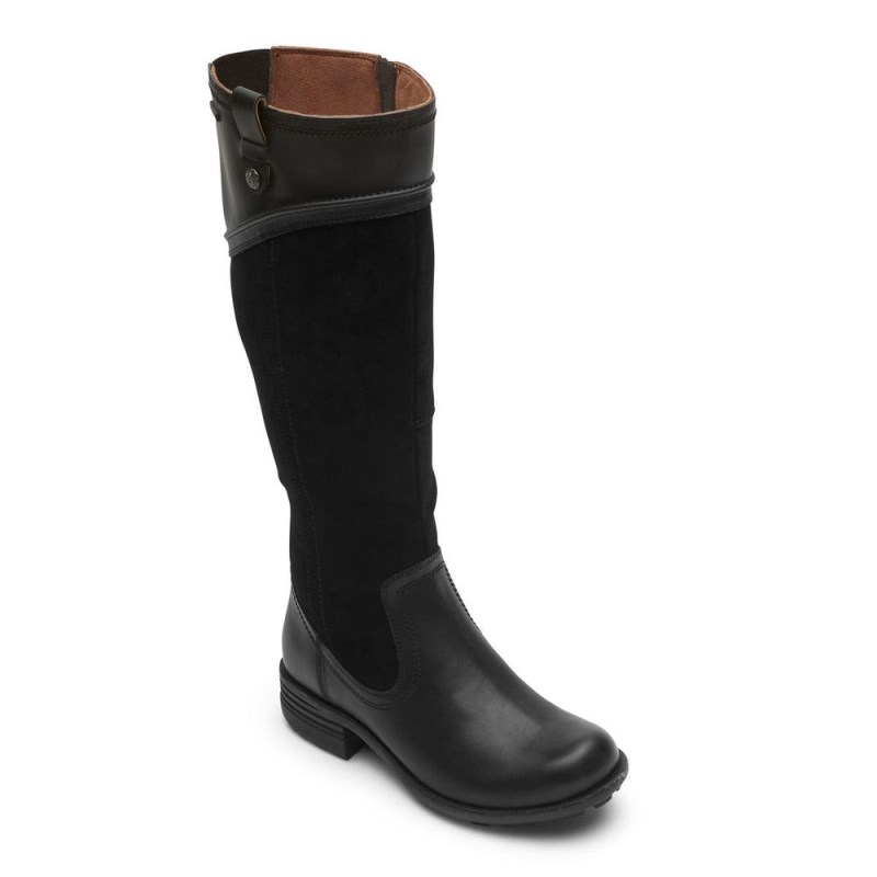 Women Rockport Brunswick Wide Calf Tall Waterproof Tall Boots Black USA | JU1-22842