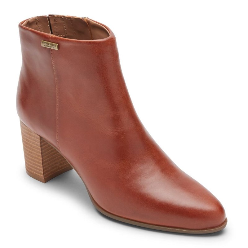 Women Rockport Camdyn Heel Booties Brown USA | WA3-84298