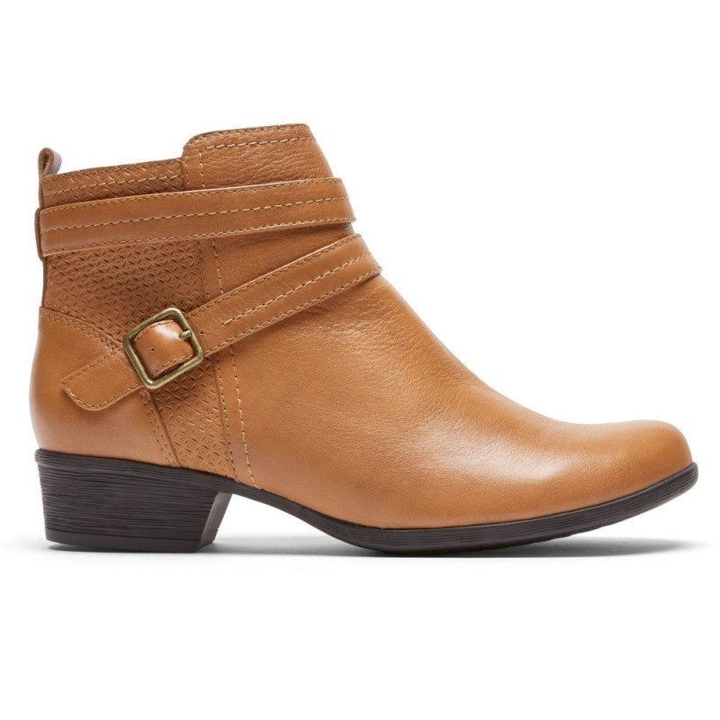 Women Rockport Carly Strap Booties Brown USA | GD7-04030