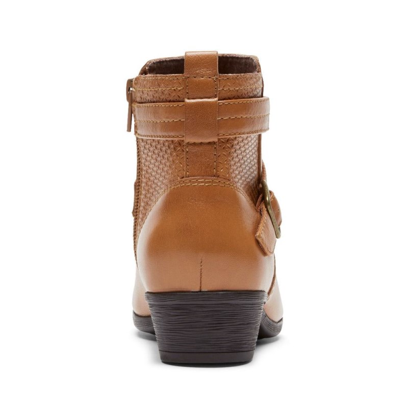 Women Rockport Carly Strap Booties Brown USA | GD7-04030