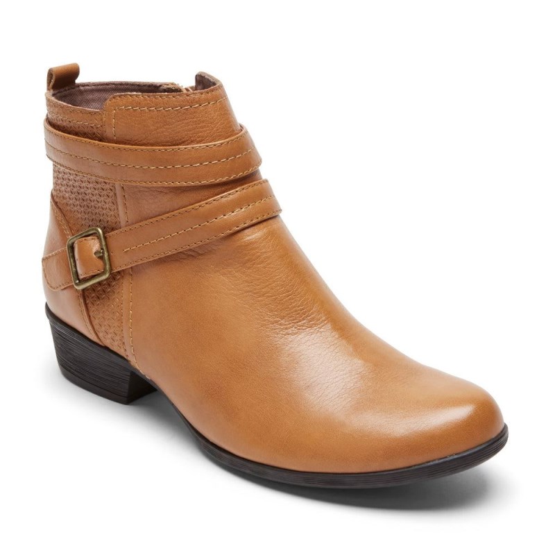 Women Rockport Carly Strap Booties Brown USA | GD7-04030