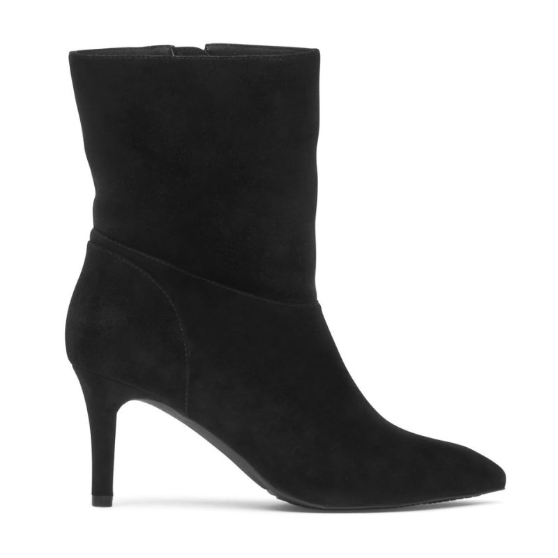 Women Rockport Chalina Heeled Boots Black USA | CL4-28512