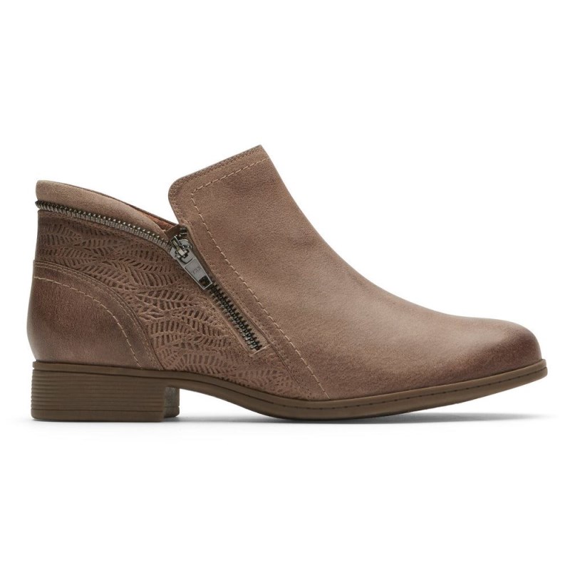 Women Rockport Crosbie Booties Grey Brown USA | DK6-84138