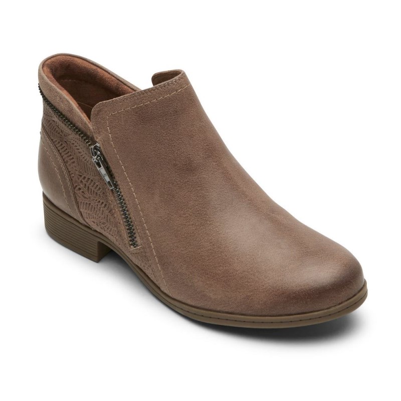 Women Rockport Crosbie Booties Grey Brown USA | DK6-84138