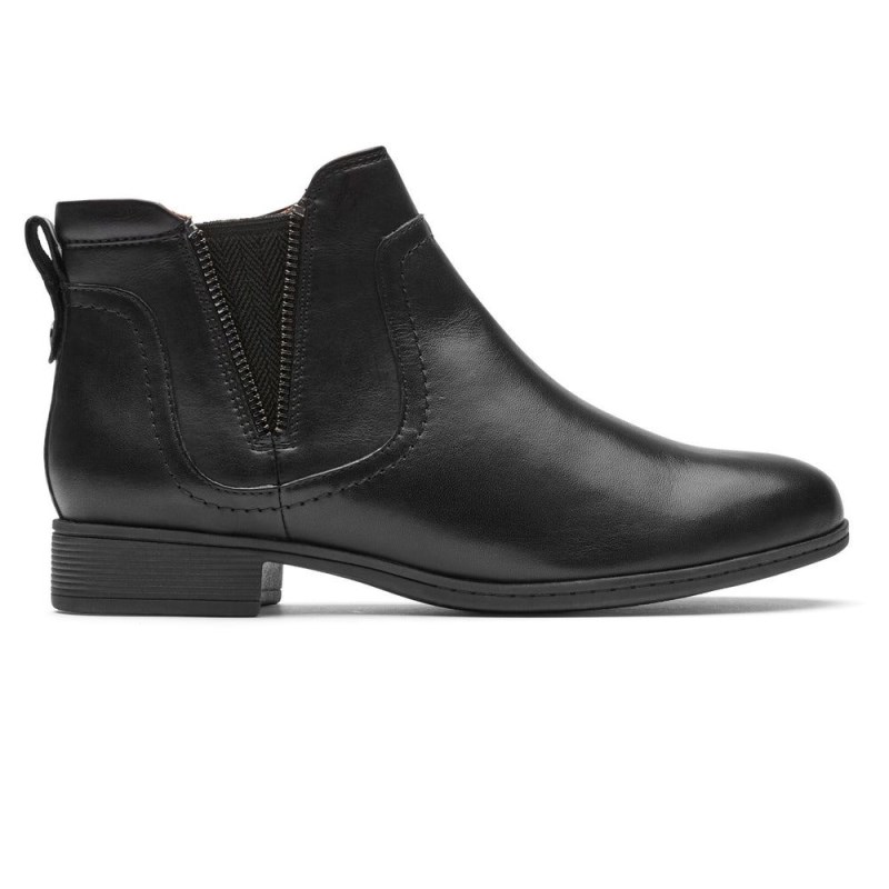 Women Rockport Crosbie Gore Chelsea Boots Black USA | UA1-25552