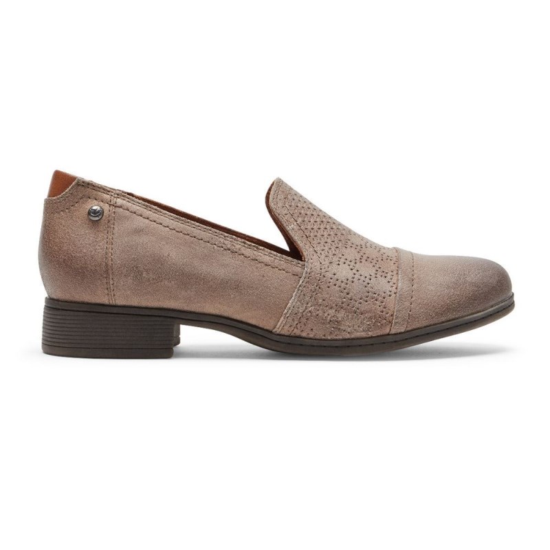 Women Rockport Crosbie Slip-On Loafers Grey Brown USA | JR4-88938