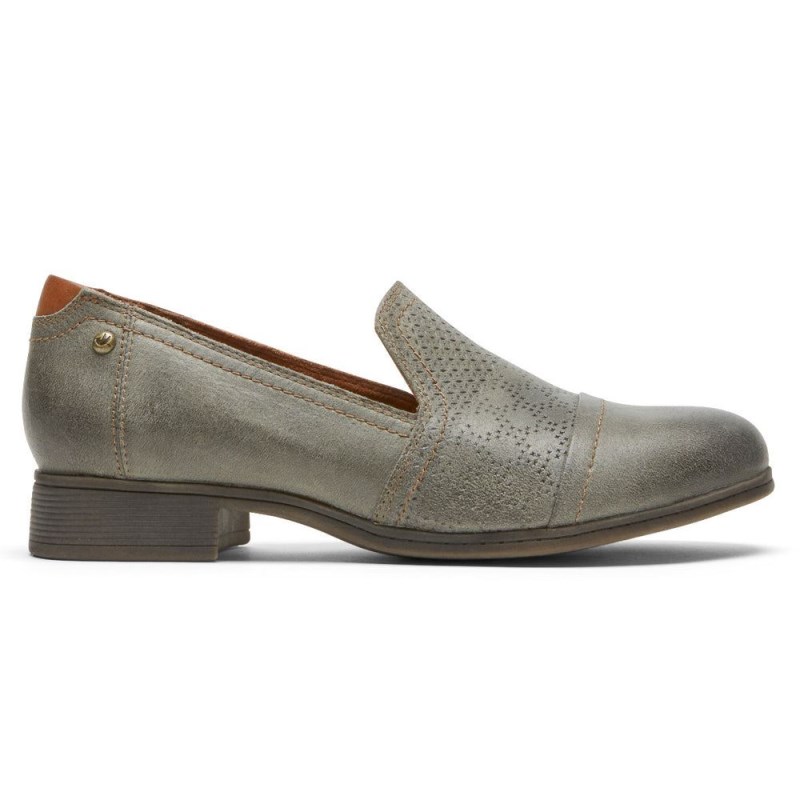 Women Rockport Crosbie Slip-On Loafers Grey Green USA | TV0-77727