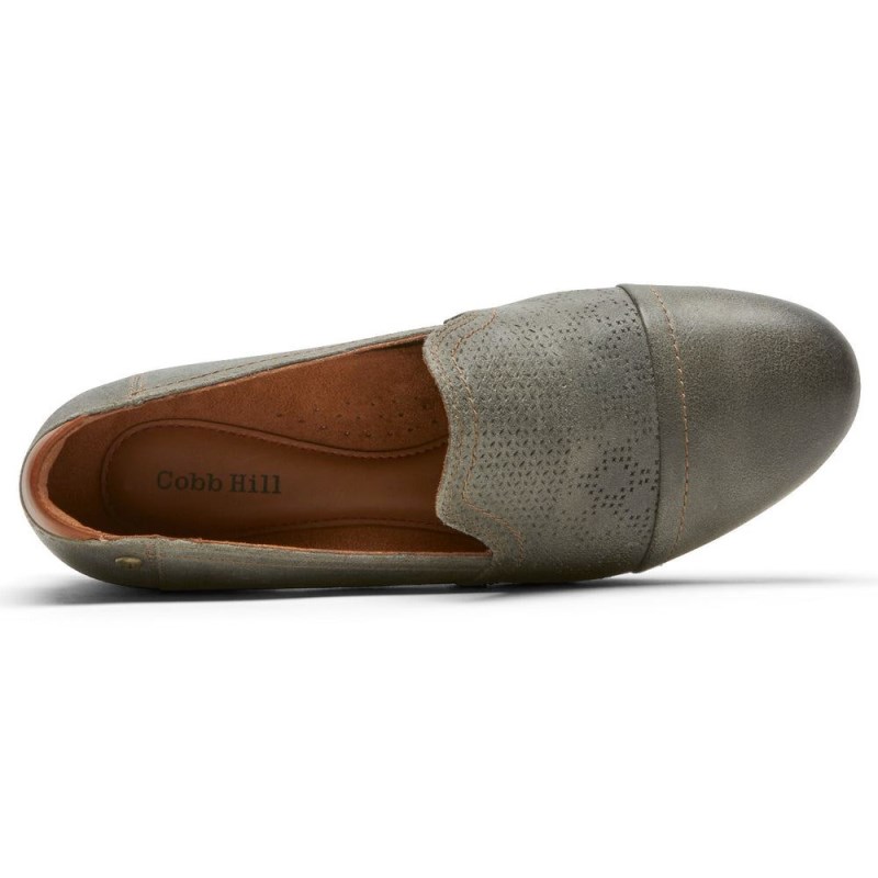 Women Rockport Crosbie Slip-On Loafers Grey Green USA | TV0-77727