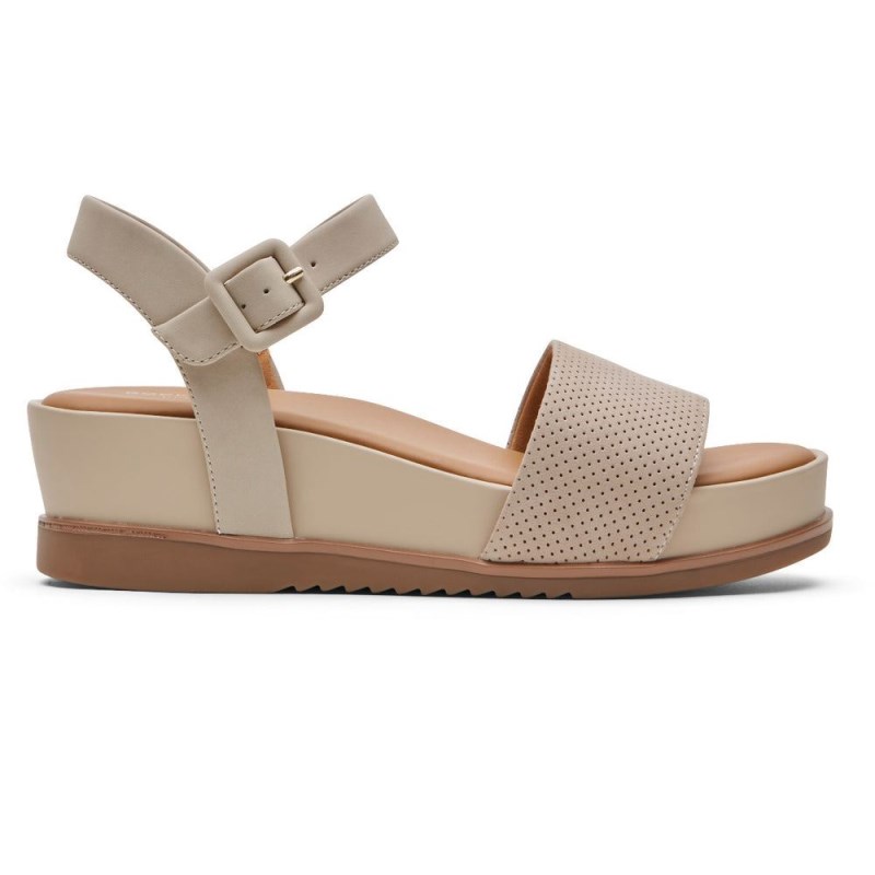 Women Rockport Delanie Sandals Beige USA | GW0-18561