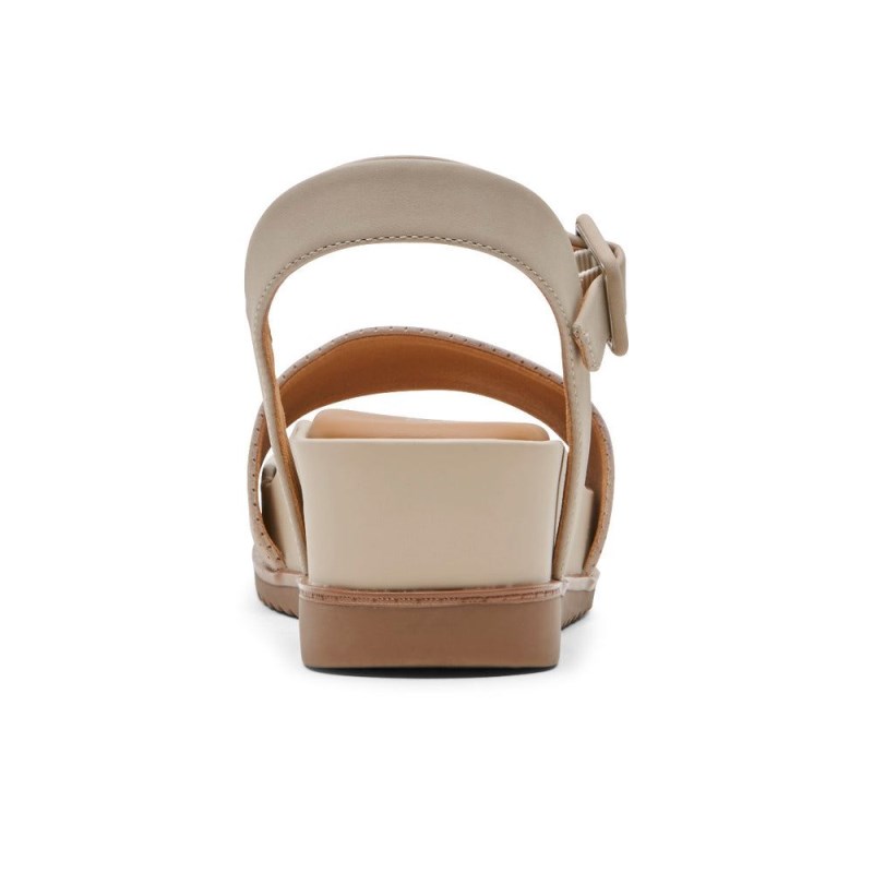 Women Rockport Delanie Sandals Beige USA | GW0-18561