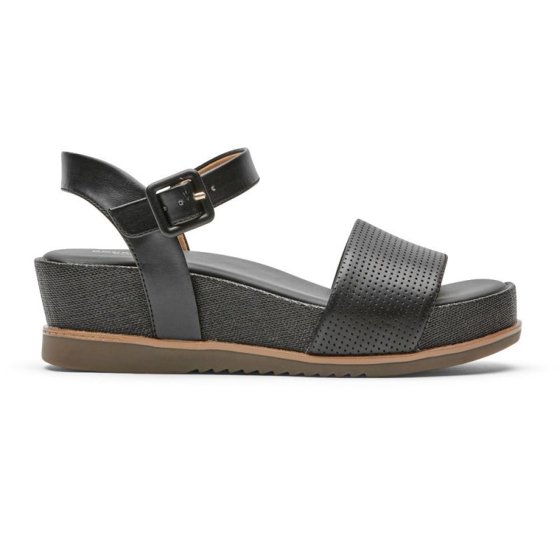 Women Rockport Delanie Sandals Black USA | JH9-97869