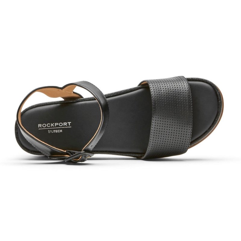 Women Rockport Delanie Sandals Black USA | JH9-97869