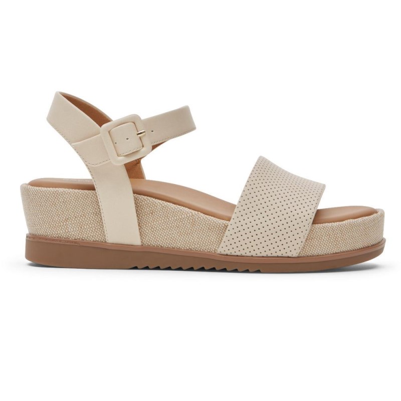 Women Rockport Delanie Sandals Cream USA | XE0-94679