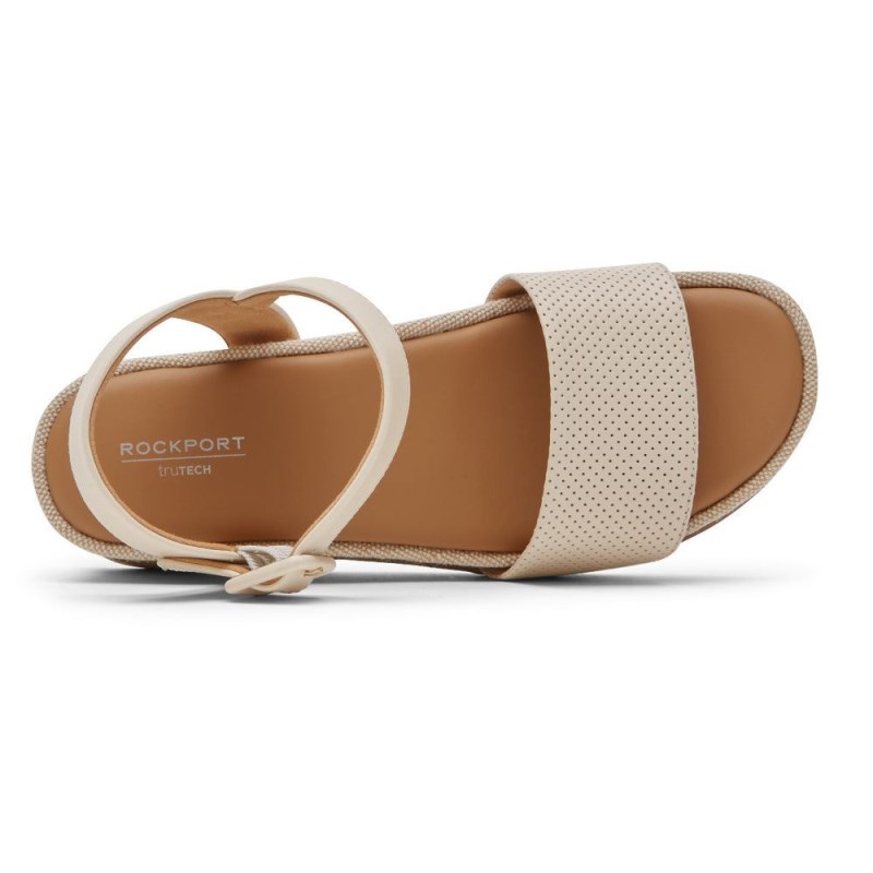 Women Rockport Delanie Sandals Cream USA | XE0-94679