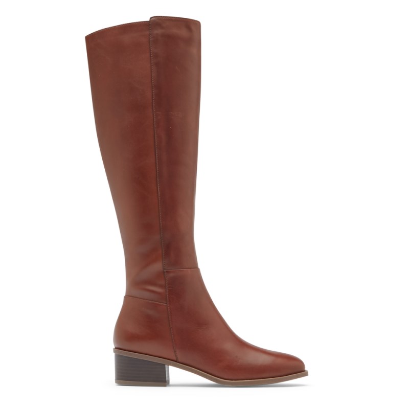 Women Rockport Evalyn Wide Calf Tall Boots Brown USA | LE2-64916