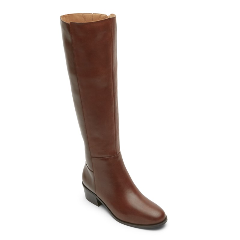 Women Rockport Evalyn Wide Calf Tall Boots Brown USA | LE2-64916